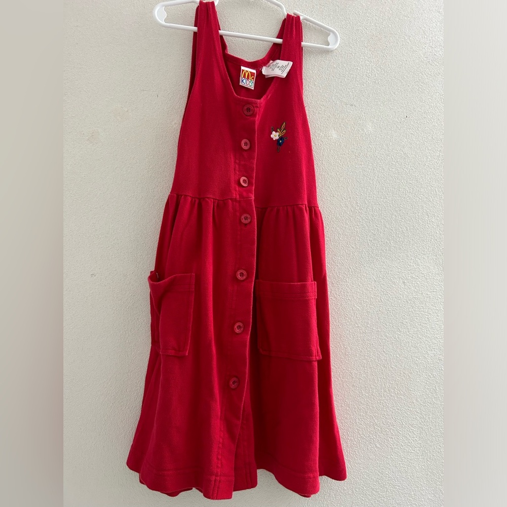 Vintage Red Girls Dress with deep pockets! Size 6x! Rare find!